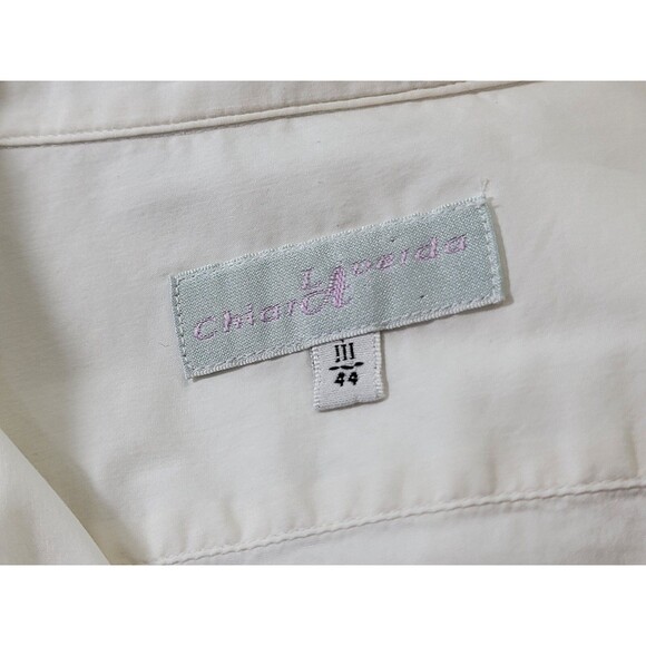 Chiara Laverda White Classic Button Down Blouse Shirt‎ Top Women's Size 44 EUC - Picture 6 of 9